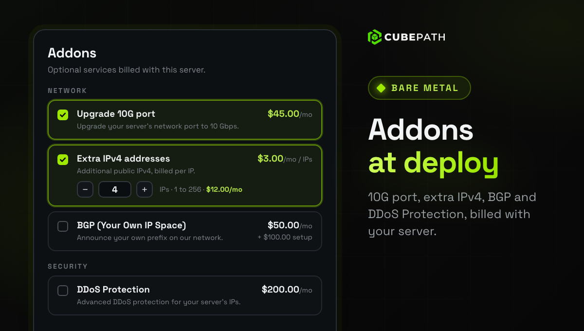 Elige addons al desplegar baremetal