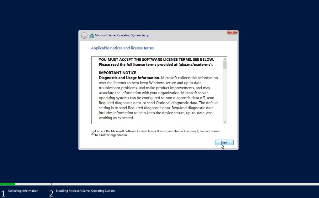 Accept license terms