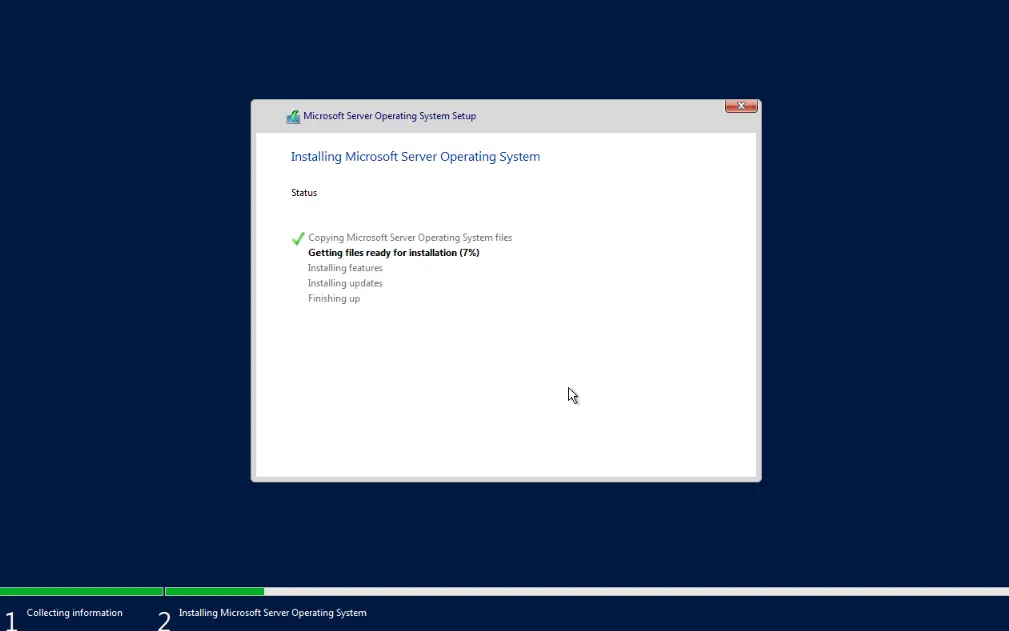Windows installation progress