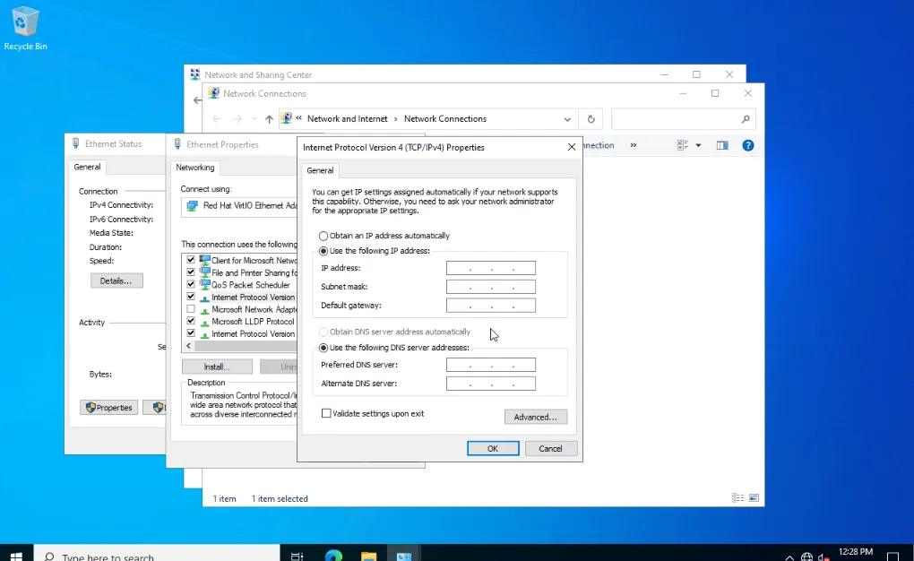 Open network settings